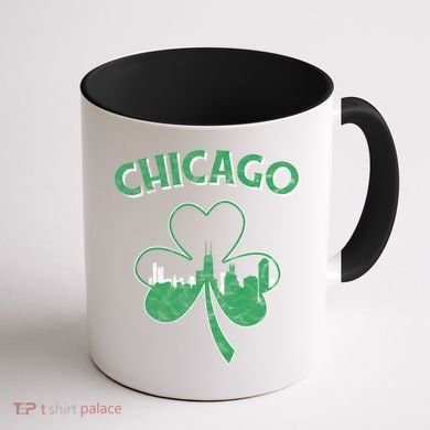 Retro Chicago St Patricks Day Shamrock Gift Coffee Mug back