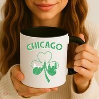 Retro Chicago St Patricks Day Shamrock Gift Coffee Mug thumb 3