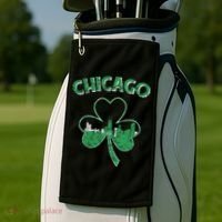 Retro Chicago St Patricks Day Shamrock Gift Golf Towel thumb 2