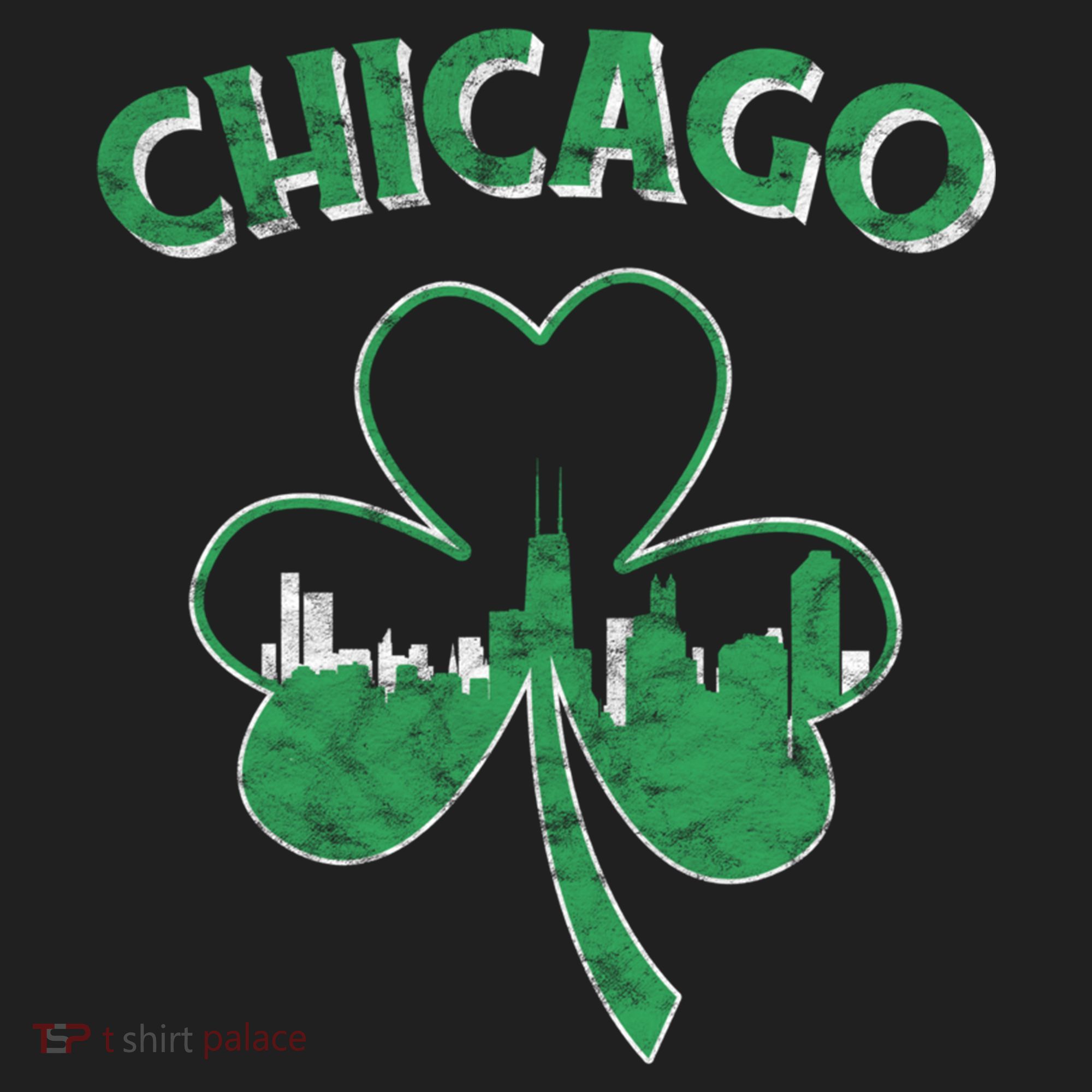Retro Chicago St Patricks Day Shamrock Gift Golf Towel