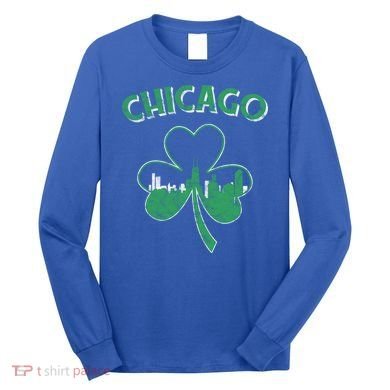 Retro Chicago St Patricks Day Shamrock Gift Long Sleeve Shirt