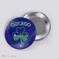 Retro Chicago St Patricks Day Shamrock Gift Button thumb 0