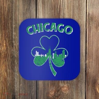 Retro Chicago St Patricks Day Shamrock Gift Coaster