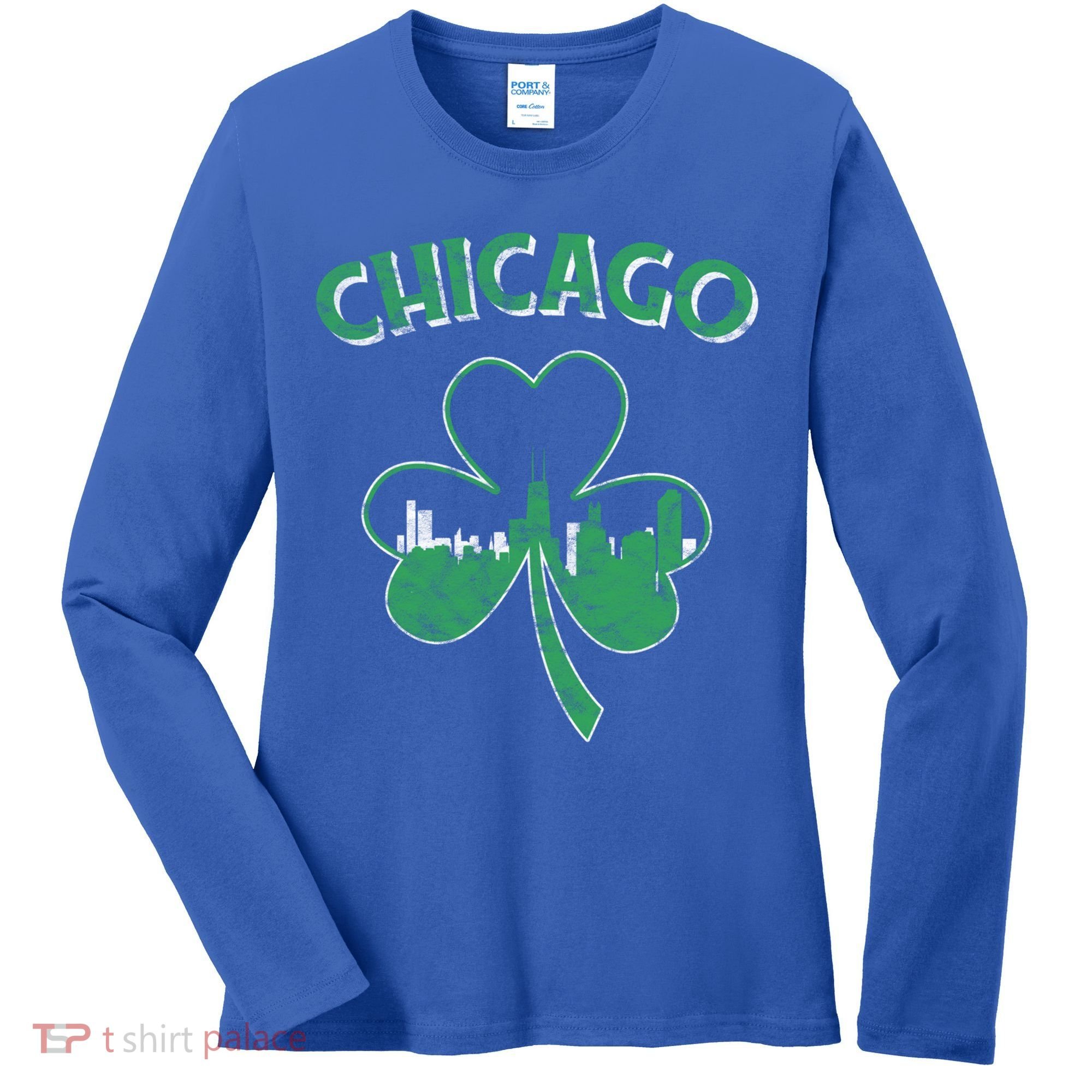 Retro Chicago St Patricks Day Shamrock Gift Women's Long Sleeve Shirt