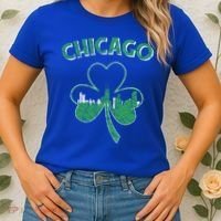 Retro Chicago St Patricks Day Shamrock Gift Women's T-Shirt thumb 2