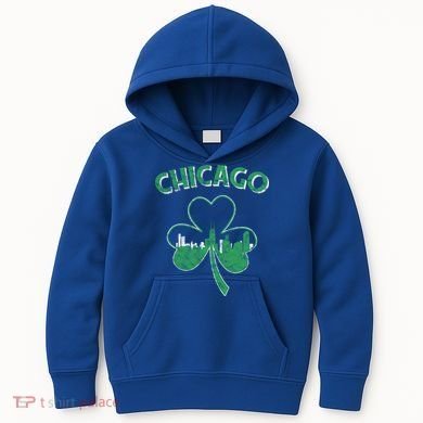 Retro Chicago St Patricks Day Shamrock Gift Kids Hoodie