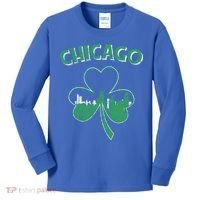 Retro Chicago St Patricks Day Shamrock Gift Kids Long Sleeve Shirt thumb 0