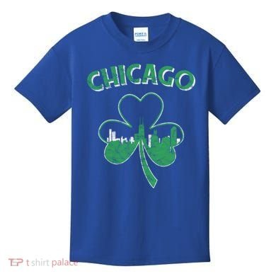 Retro Chicago St Patricks Day Shamrock Gift Kids T-Shirt