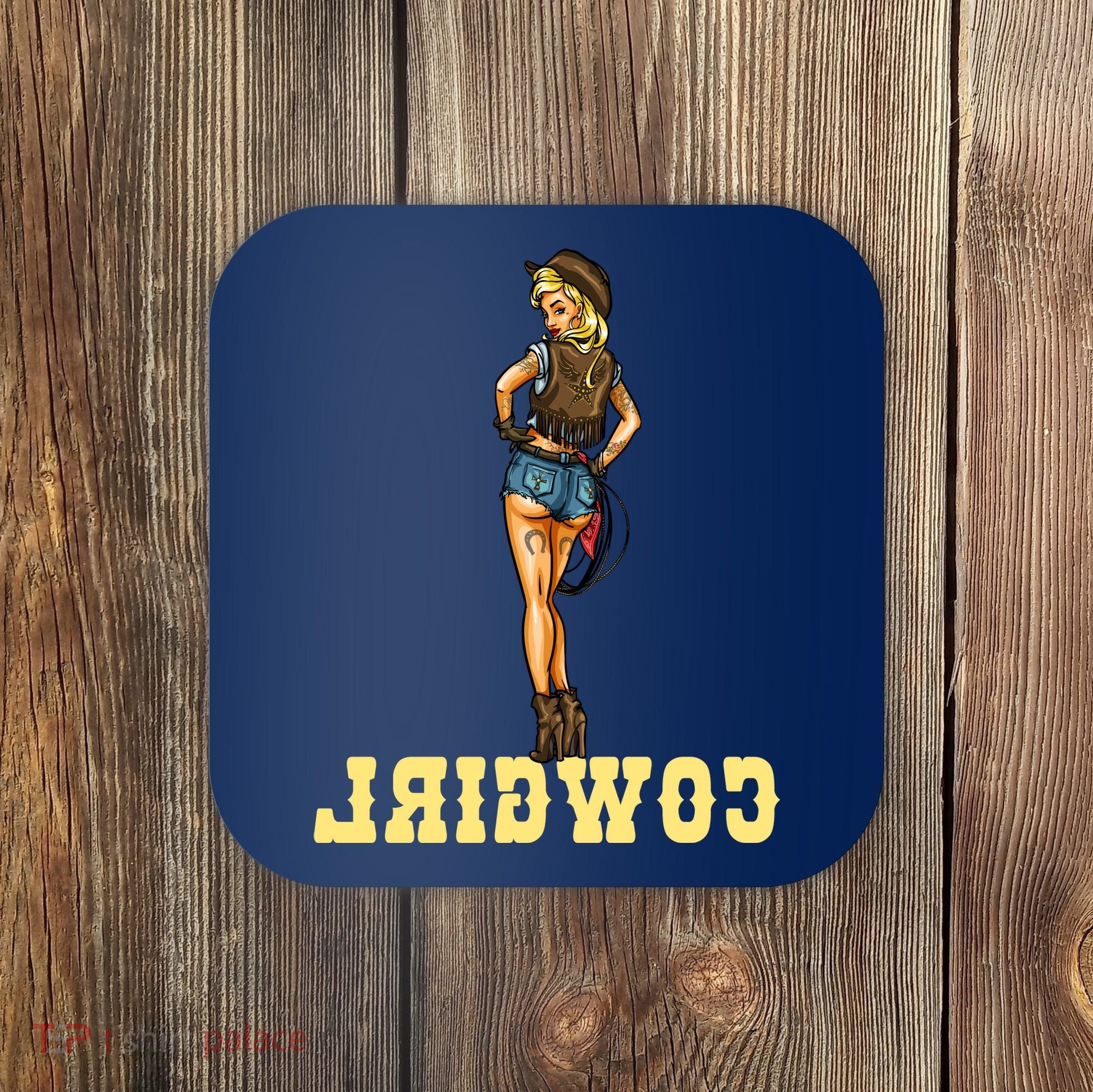 Reverse Cowgirl Sexy Lady Logo Coaster