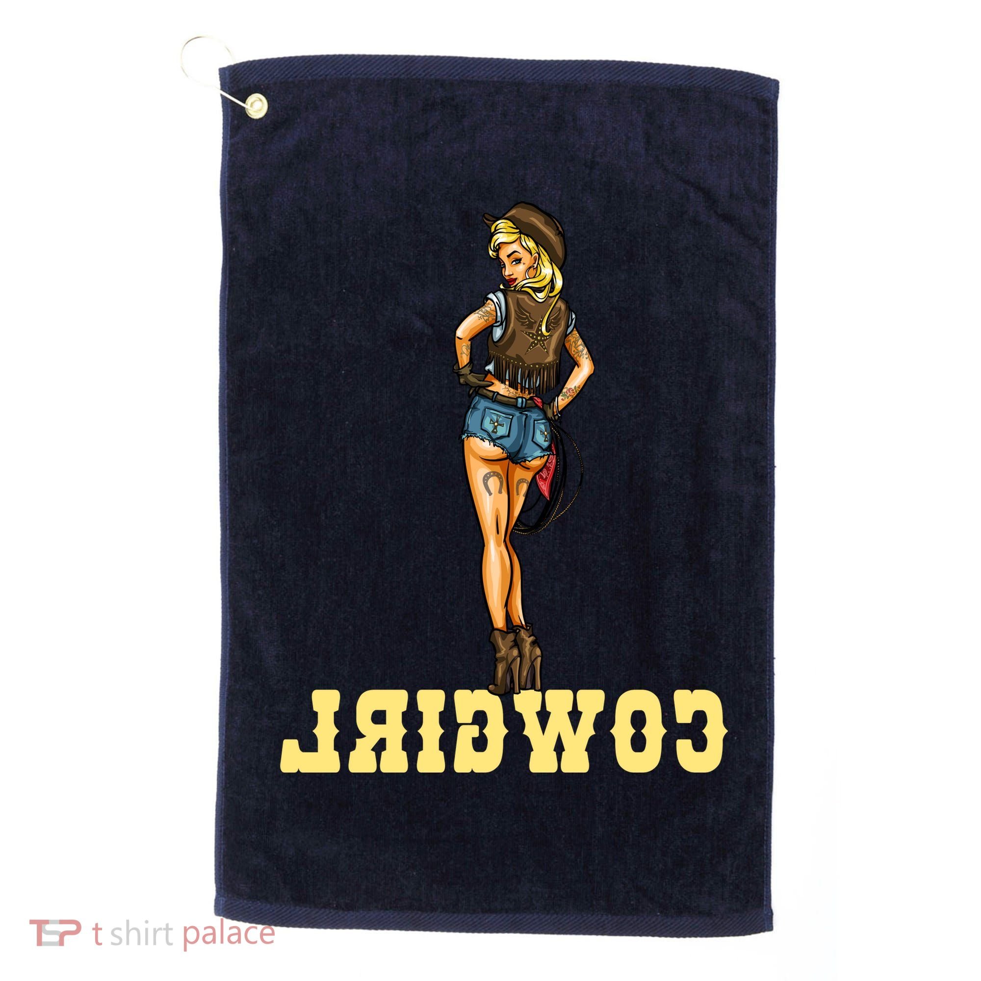 Reverse Cowgirl Sexy Lady Logo Golf Towel