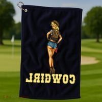 Reverse Cowgirl Sexy Lady Logo Golf Towel thumb 1