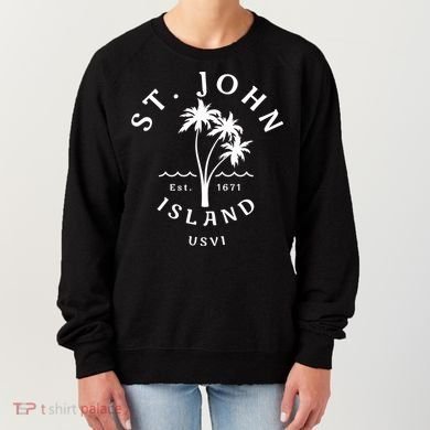 Retro Cool St John Usvi Beach Palm Tree Novelty Souvenir Gift Women's Sweatshirt