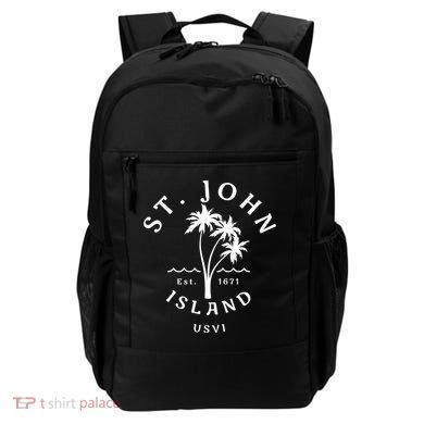 Retro Cool St John Usvi Beach Palm Tree Novelty Souvenir Gift Backpack