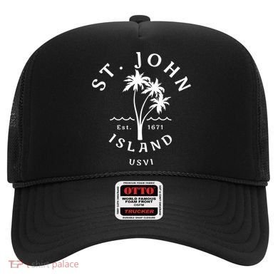 Retro Cool St John Usvi Beach Palm Tree Novelty Souvenir Gift Hat