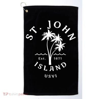 Retro Cool St John Usvi Beach Palm Tree Novelty Souvenir Gift Golf Towel