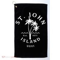 Retro Cool St John Usvi Beach Palm Tree Novelty Souvenir Gift Golf Towel thumb 0