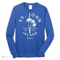 Retro Cool St John Usvi Beach Palm Tree Novelty Souvenir Gift Long Sleeve Shirt thumb 0