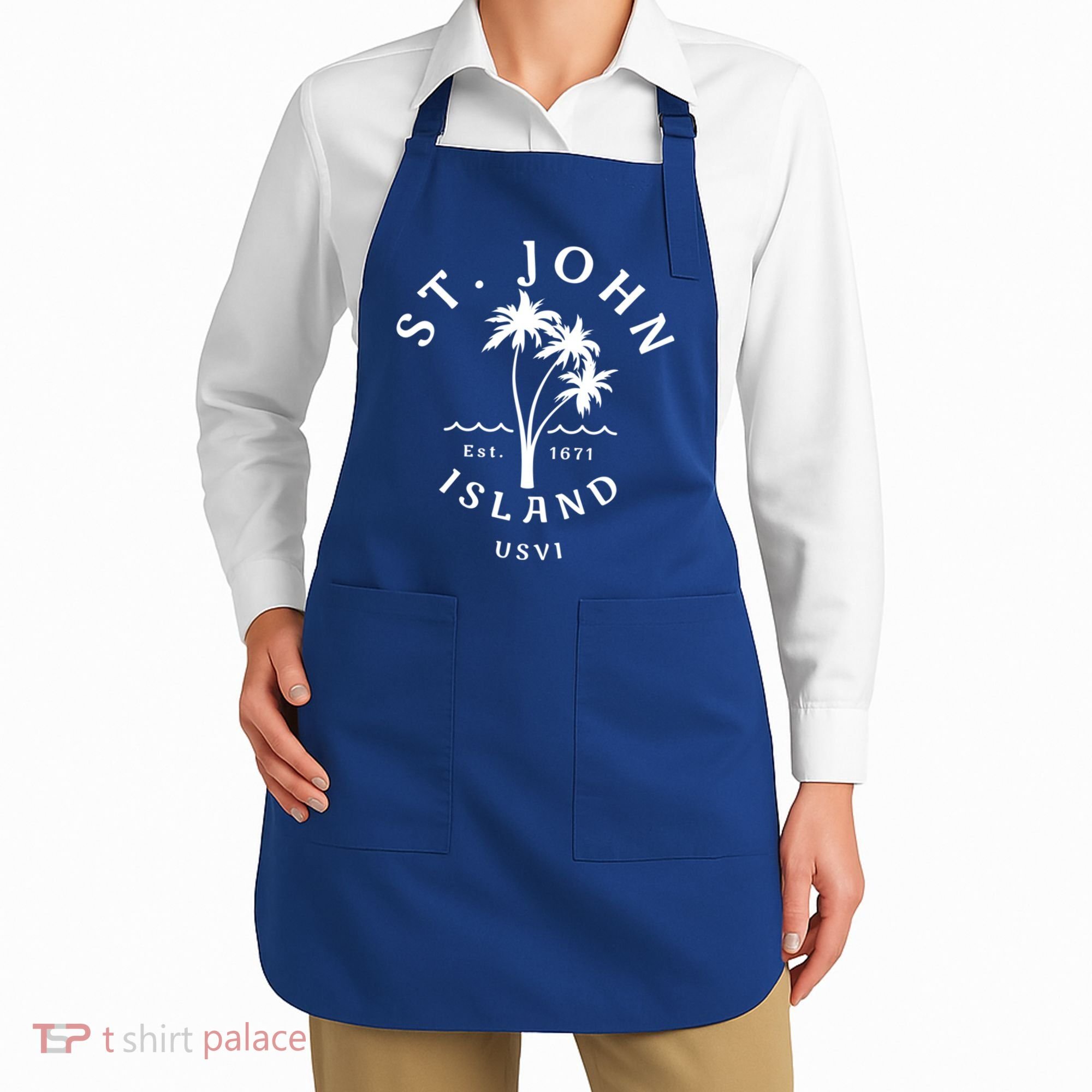 Retro Cool St John Usvi Beach Palm Tree Novelty Souvenir Gift Apron