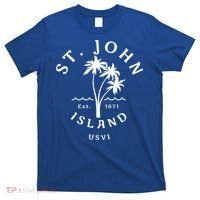 Retro Cool St John Usvi Beach Palm Tree Novelty Souvenir Gift T-Shirt thumb 0