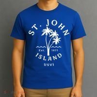 Retro Cool St John Usvi Beach Palm Tree Novelty Souvenir Gift T-Shirt thumb 3