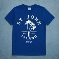 Retro Cool St John Usvi Beach Palm Tree Novelty Souvenir Gift T-Shirt thumb 5