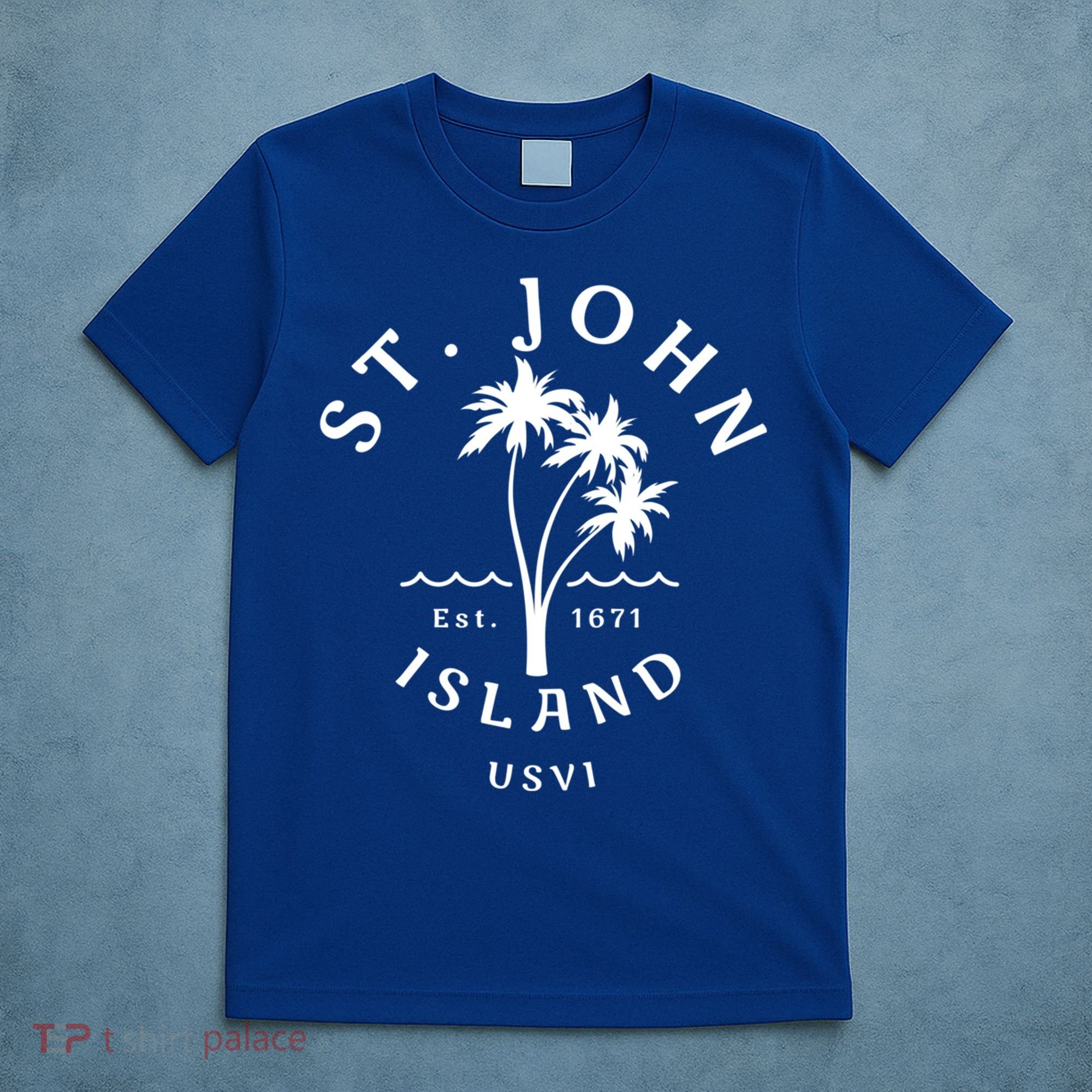 Retro Cool St John Usvi Beach Palm Tree Novelty Souvenir Gift T-Shirt