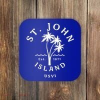 Retro Cool St John Usvi Beach Palm Tree Novelty Souvenir Gift Coaster thumb 0