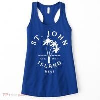 Retro Cool St John Usvi Beach Palm Tree Novelty Souvenir Gift Women's Tank Top thumb 0