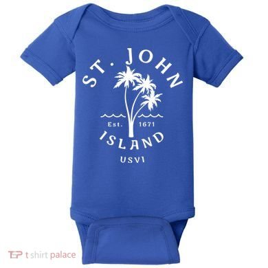 Retro Cool St John Usvi Beach Palm Tree Novelty Souvenir Gift Baby Bodysuit