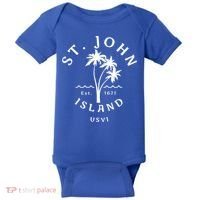 Retro Cool St John Usvi Beach Palm Tree Novelty Souvenir Gift Baby Bodysuit thumb 0