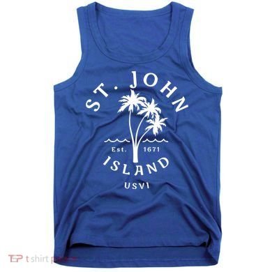 Retro Cool St John Usvi Beach Palm Tree Novelty Souvenir Gift Tank Top