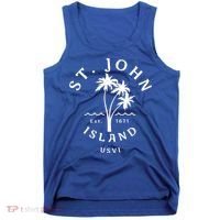 Retro Cool St John Usvi Beach Palm Tree Novelty Souvenir Gift Tank Top thumb 0