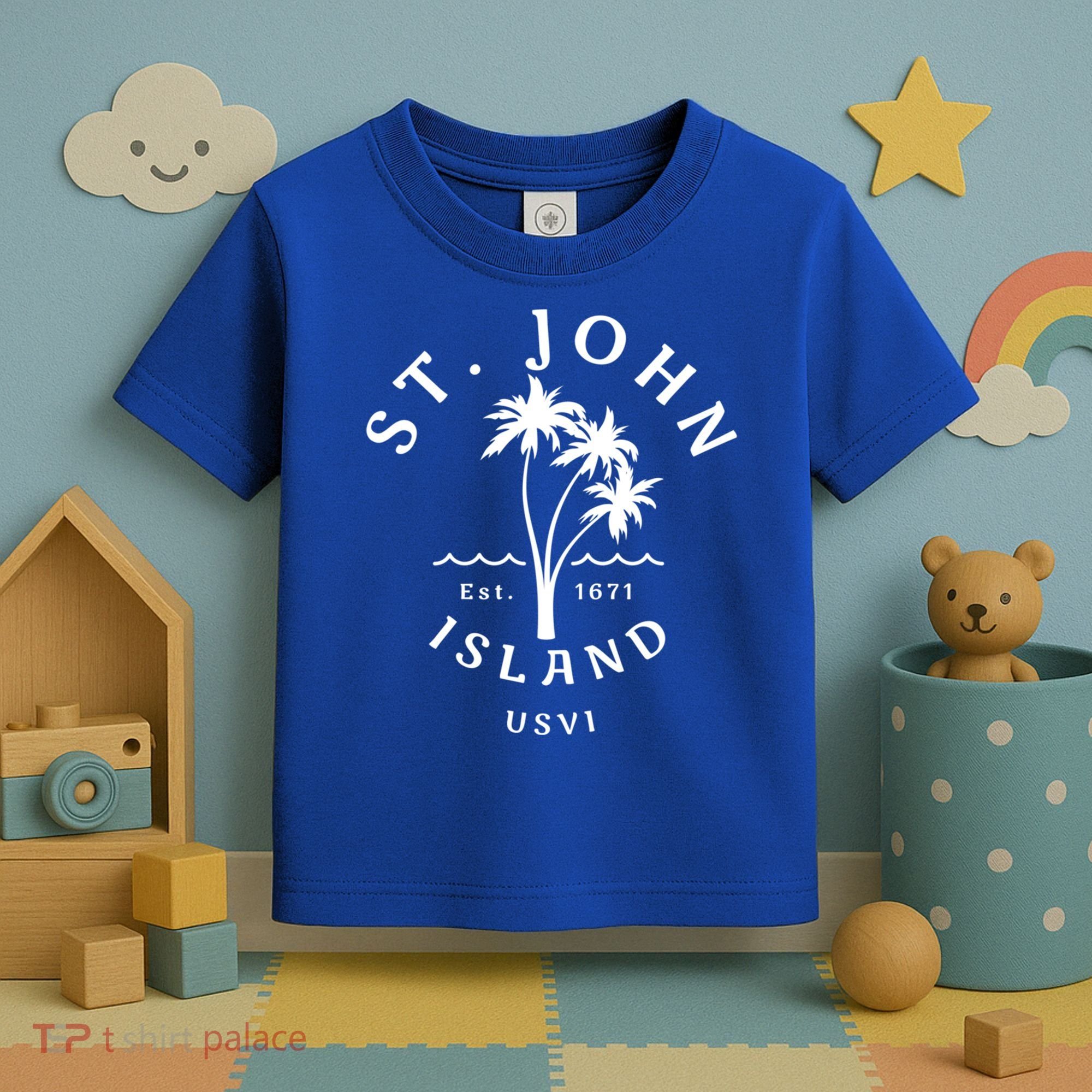 Retro Cool St John Usvi Beach Palm Tree Novelty Souvenir Gift Toddler T-Shirt