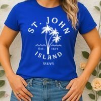 Retro Cool St John Usvi Beach Palm Tree Novelty Souvenir Gift Women's T-Shirt thumb 2