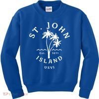 Retro Cool St John Usvi Beach Palm Tree Novelty Souvenir Gift Kids Sweatshirt thumb 0