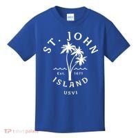 Retro Cool St John Usvi Beach Palm Tree Novelty Souvenir Gift Kids T-Shirt thumb 0