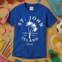 Retro Cool St John Usvi Beach Palm Tree Novelty Souvenir Gift Kids T-Shirt thumb 3