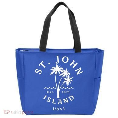 Retro Cool St John Usvi Beach Palm Tree Novelty Souvenir Gift Tote Bag