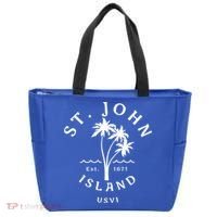 Retro Cool St John Usvi Beach Palm Tree Novelty Souvenir Gift Tote Bag thumb 0