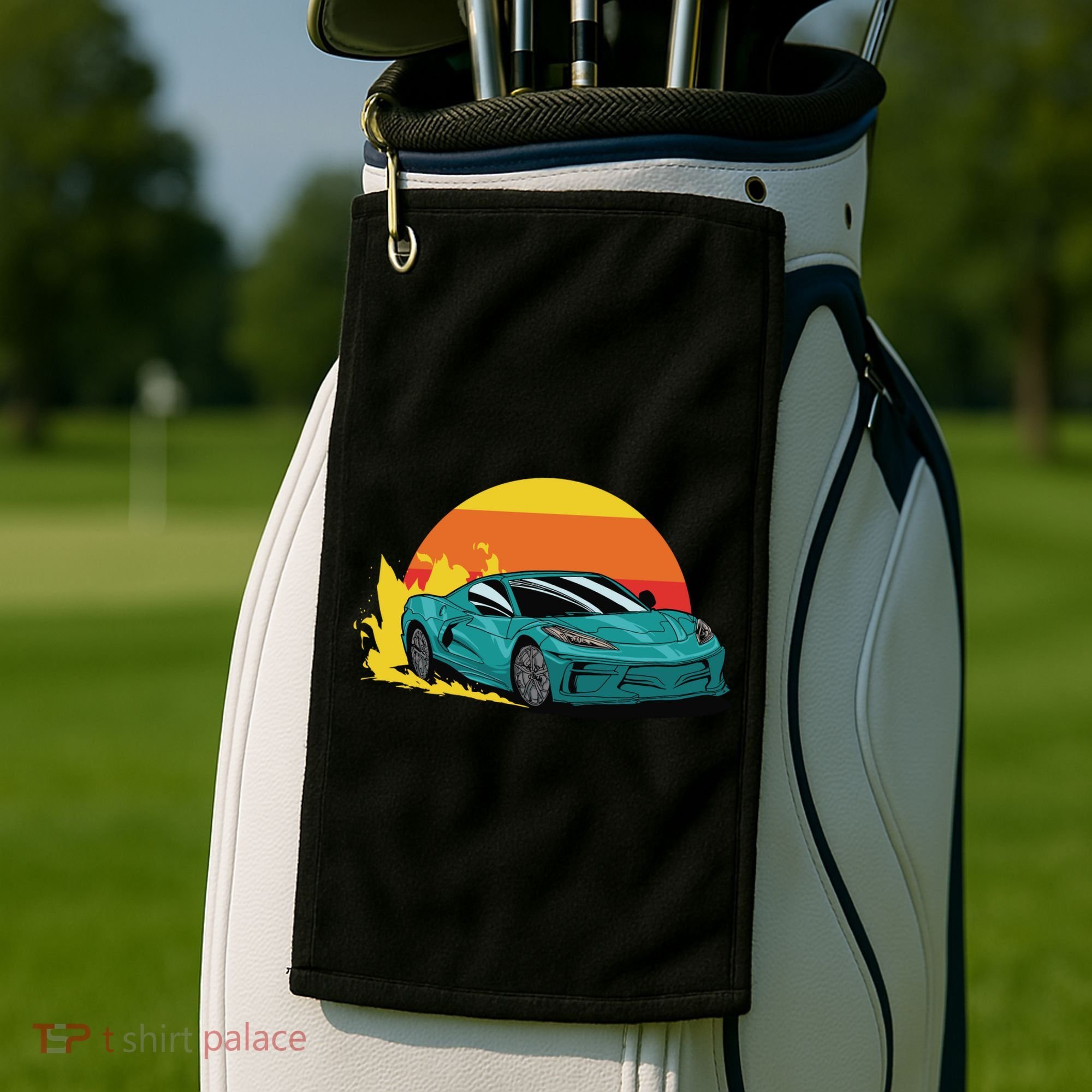 Race Car Sunset Golf Towel
