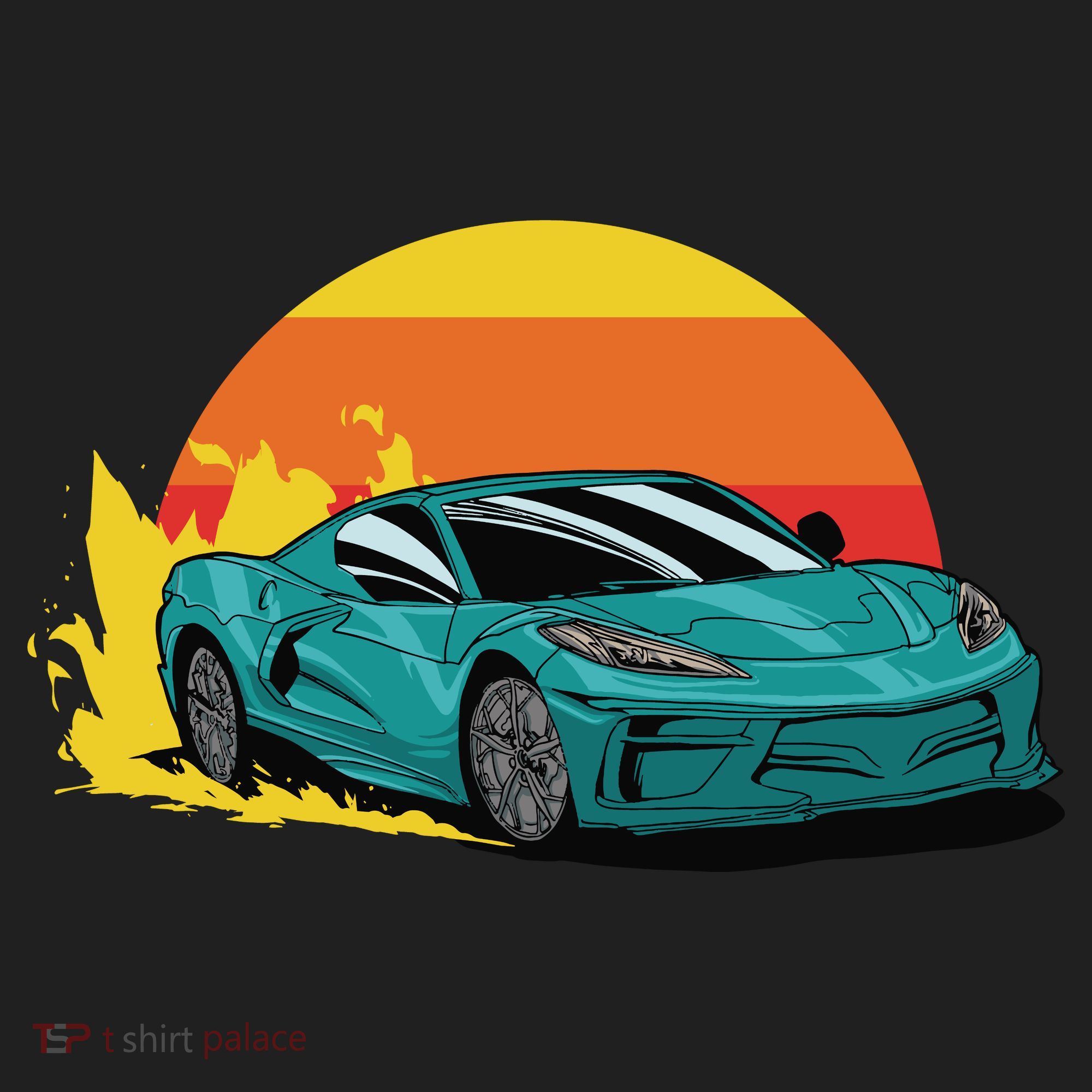 Race Car Sunset Golf Towel