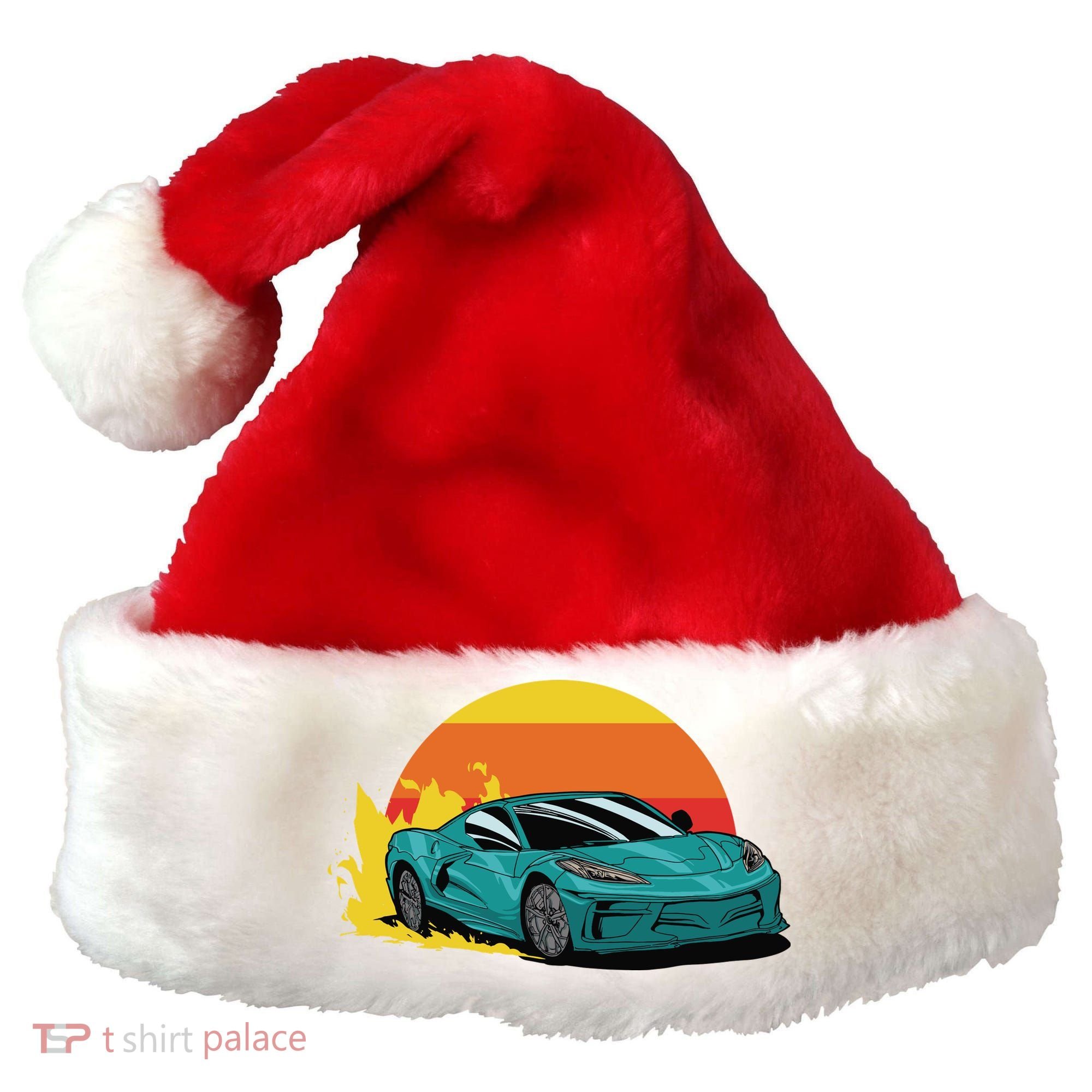 Race Car Sunset Santa Hat