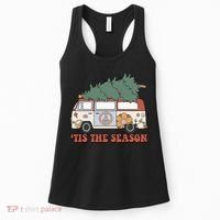 Retro Christmas Tis The Season Truck Christmas Tree Lights Women's Tank Top thumb 0
