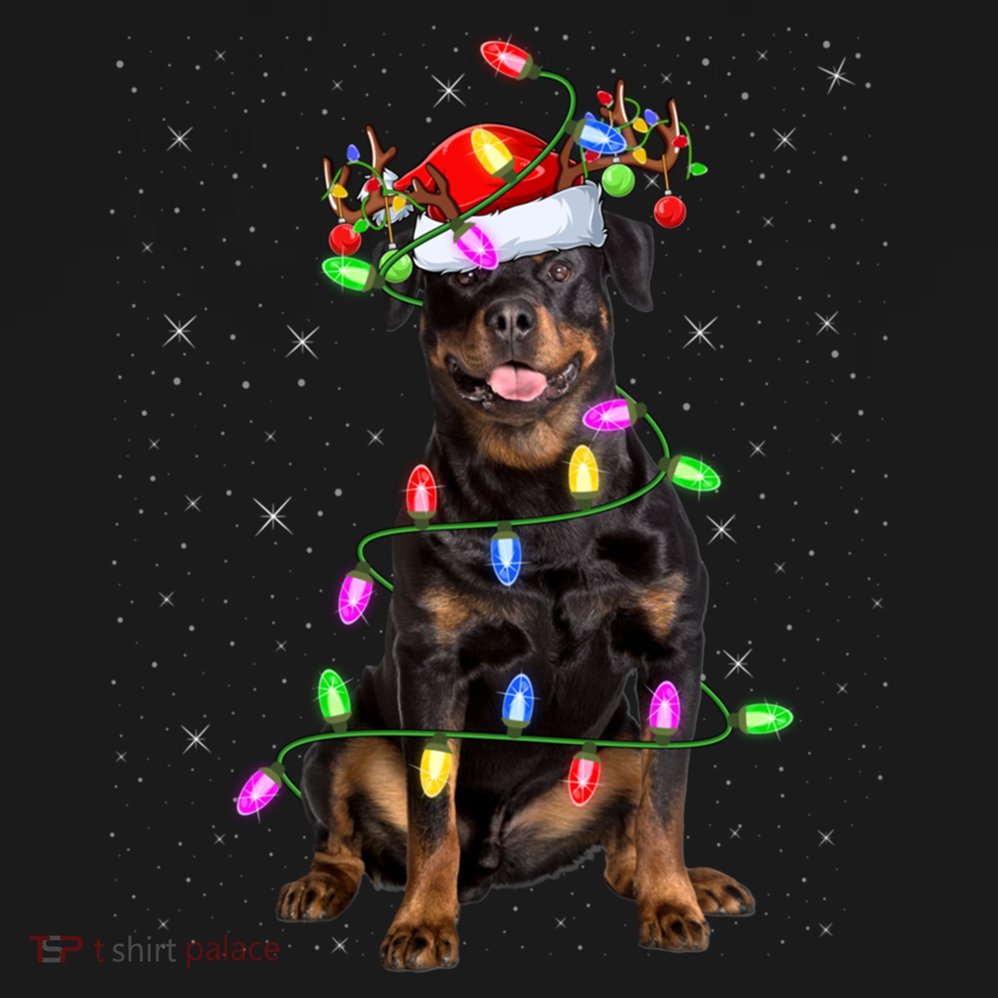 Rottweiler Christmas Tree Light Pajama Dog Xmas Great Gift Bucket Hat