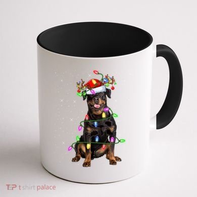 Rottweiler Christmas Tree Light Pajama Dog Xmas Great Gift Coffee Mug back