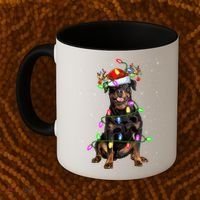Rottweiler Christmas Tree Light Pajama Dog Xmas Great Gift Coffee Mug thumb 2