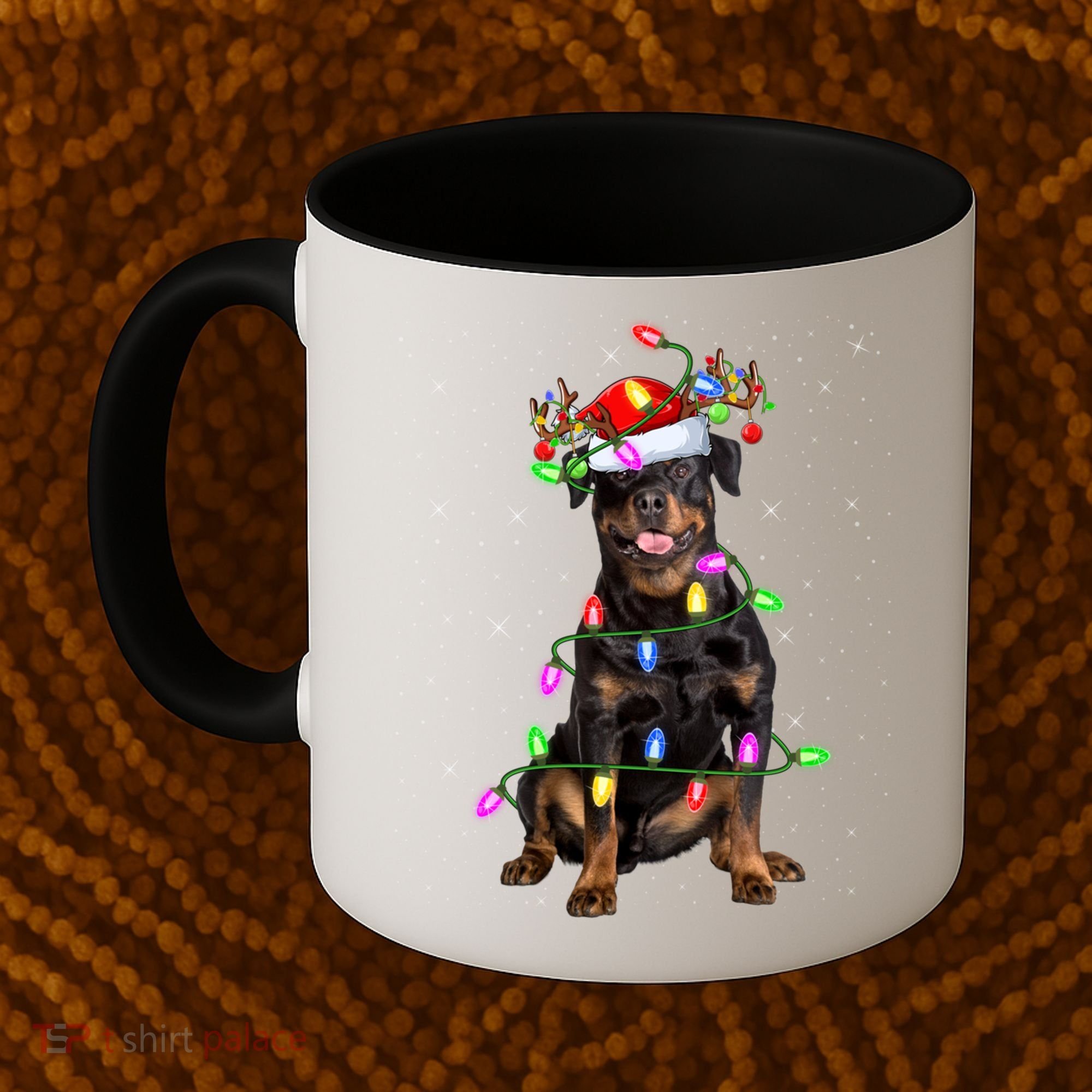 Rottweiler Christmas Tree Light Pajama Dog Xmas Great Gift Coffee Mug
