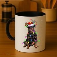 Rottweiler Christmas Tree Light Pajama Dog Xmas Great Gift Coffee Mug thumb 4