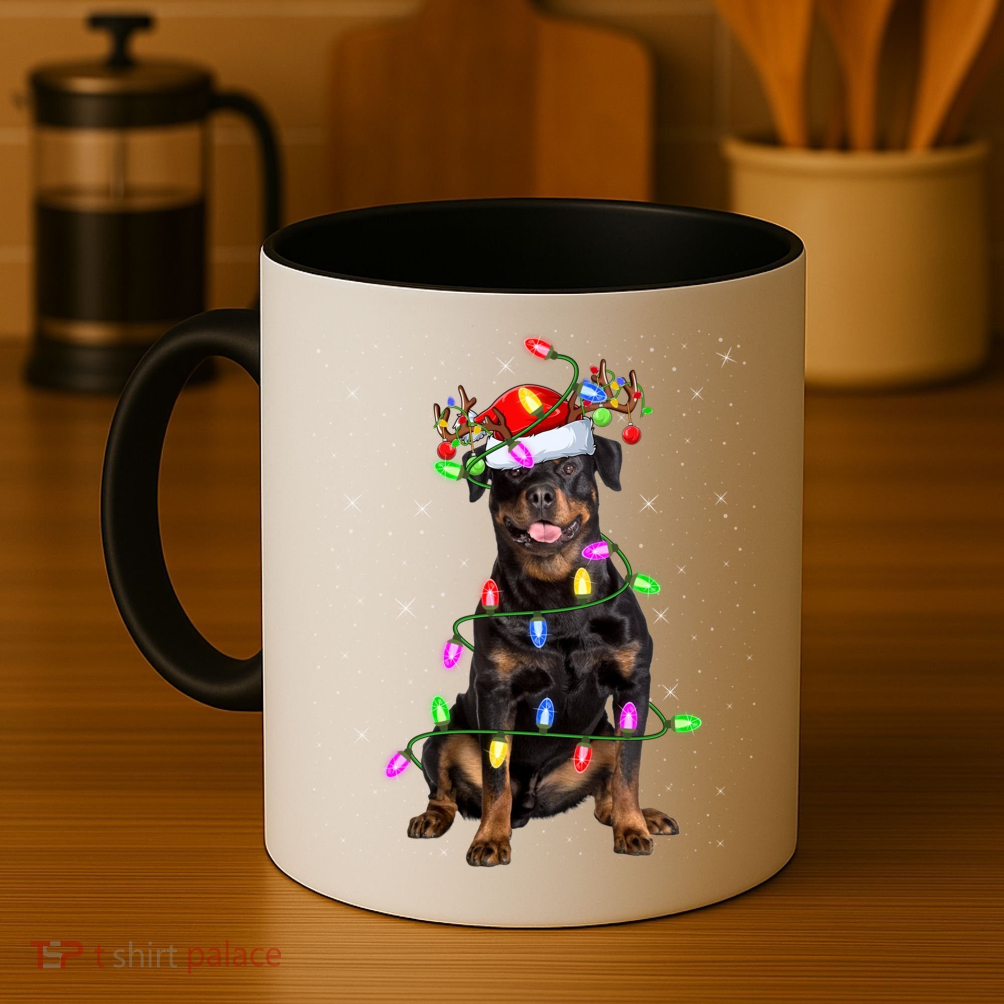 Rottweiler Christmas Tree Light Pajama Dog Xmas Great Gift Coffee Mug