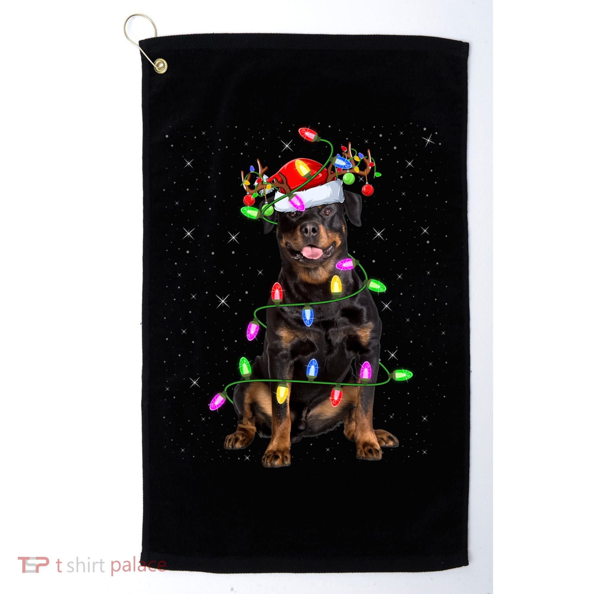 Rottweiler Christmas Tree Light Pajama Dog Xmas Great Gift Golf Towel